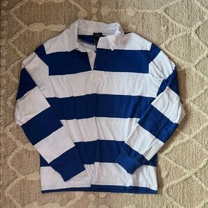 NWT- Charles River Apparel Men's Long Sleeve Shirt - Navy and White Stripes